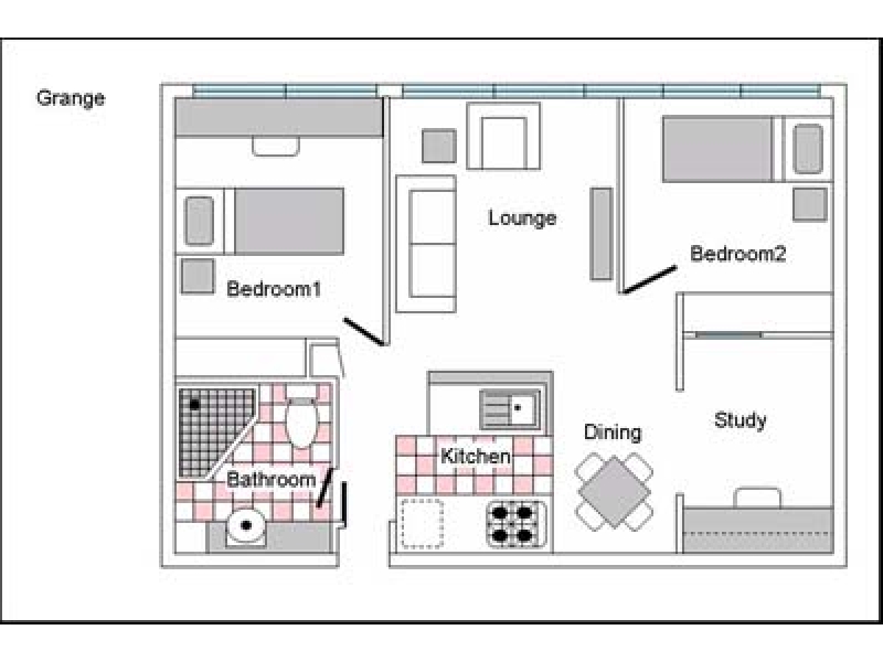 房屋格局图-College Square两室两厅，主卧出租，680一月。10分钟步行到墨大，门口电车站 | 最新图片信息| Move2Rent.com (墨尔本\/Melbourne,澳大利亚)